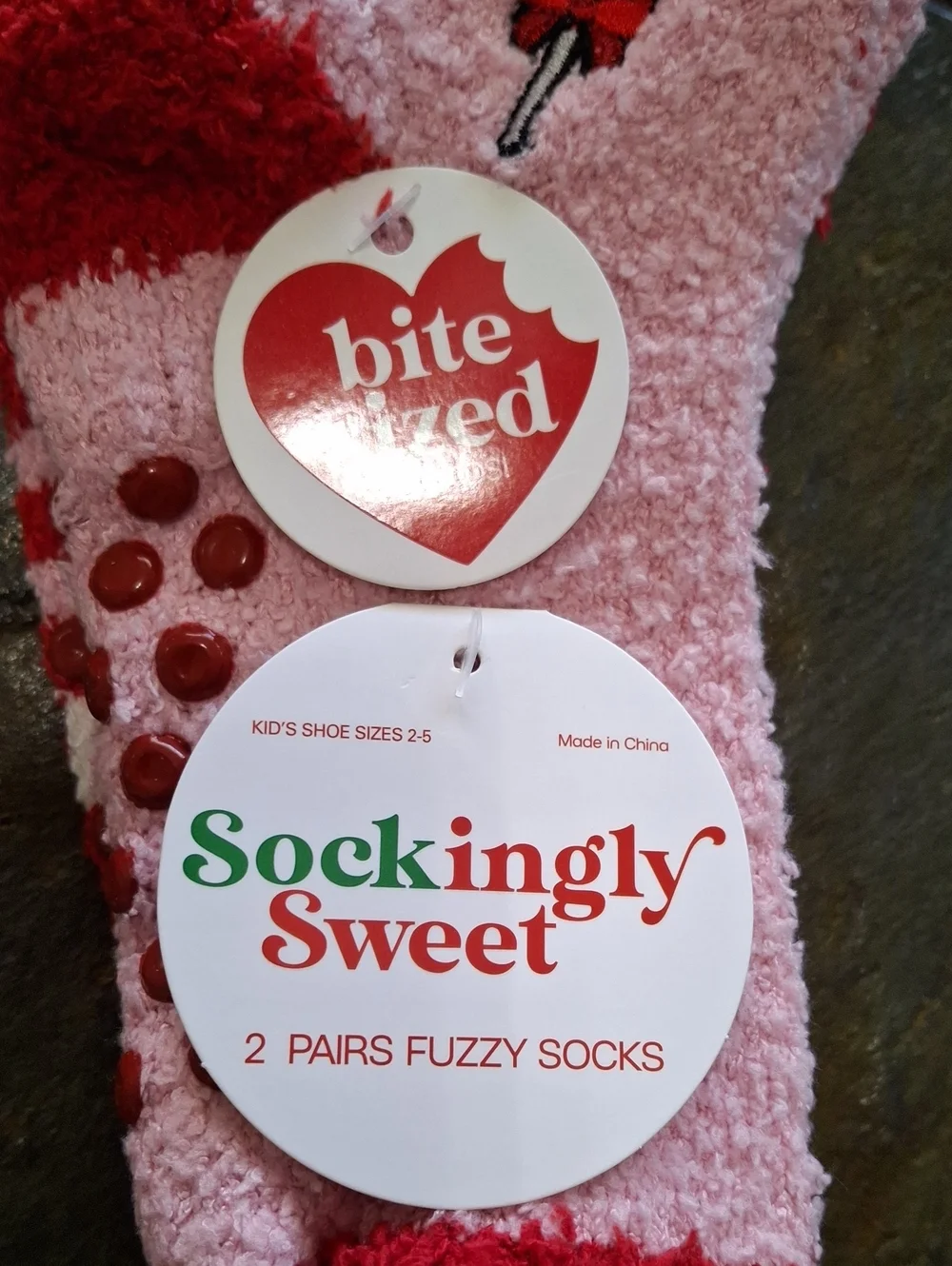 Kids Fuzzy Slipper Socks - 2 Pair